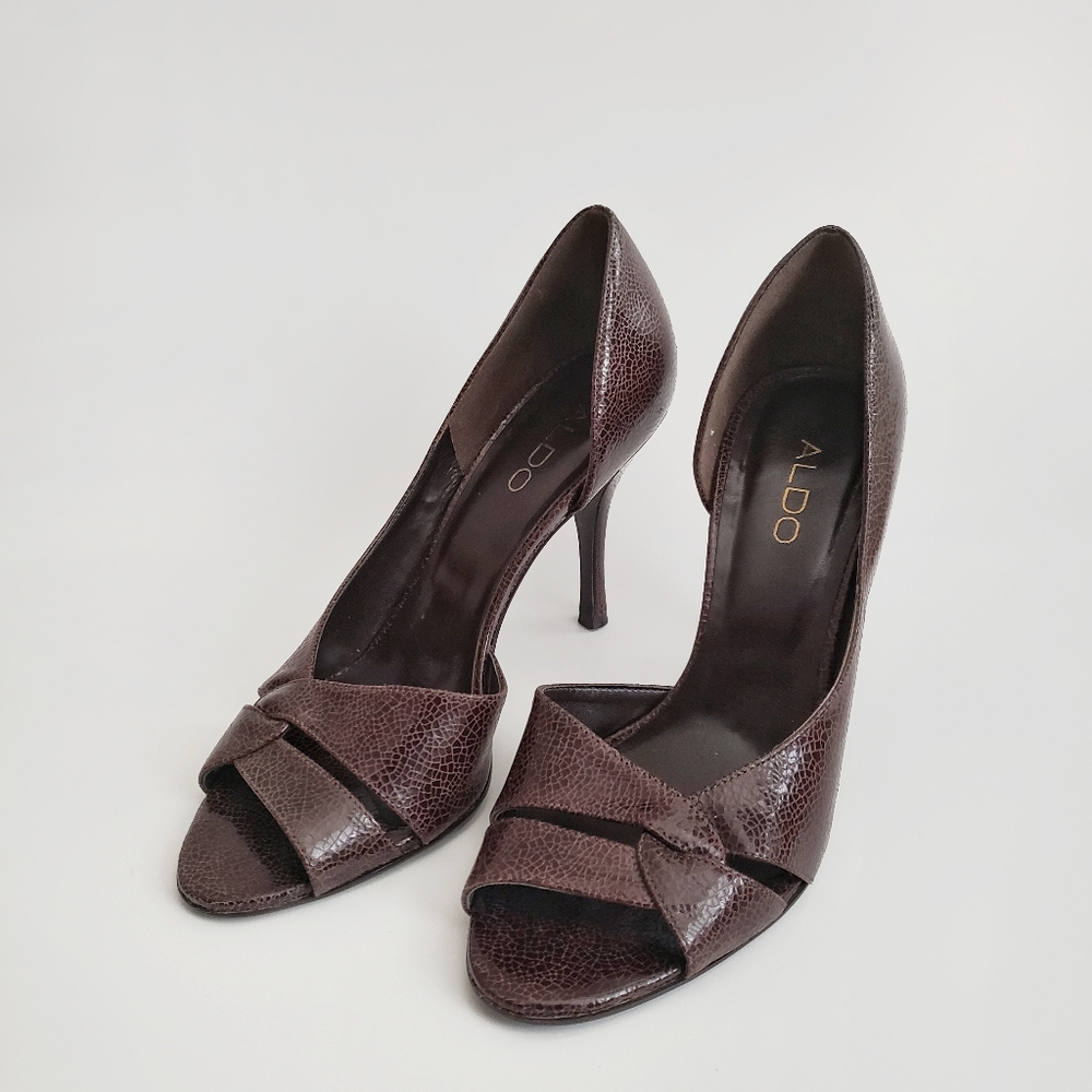 ALDO Shoes Heels Brown Leather Size 8